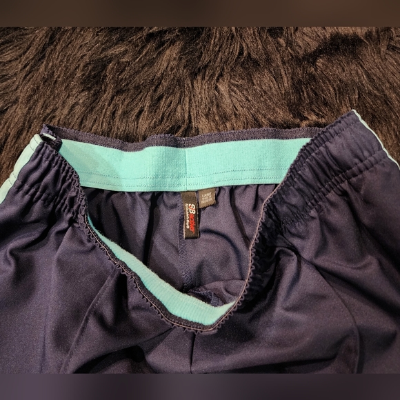 SJB Active Navy Track Pants With Baby Blue Double Stripes Women's Size L - Picture 10 of 10